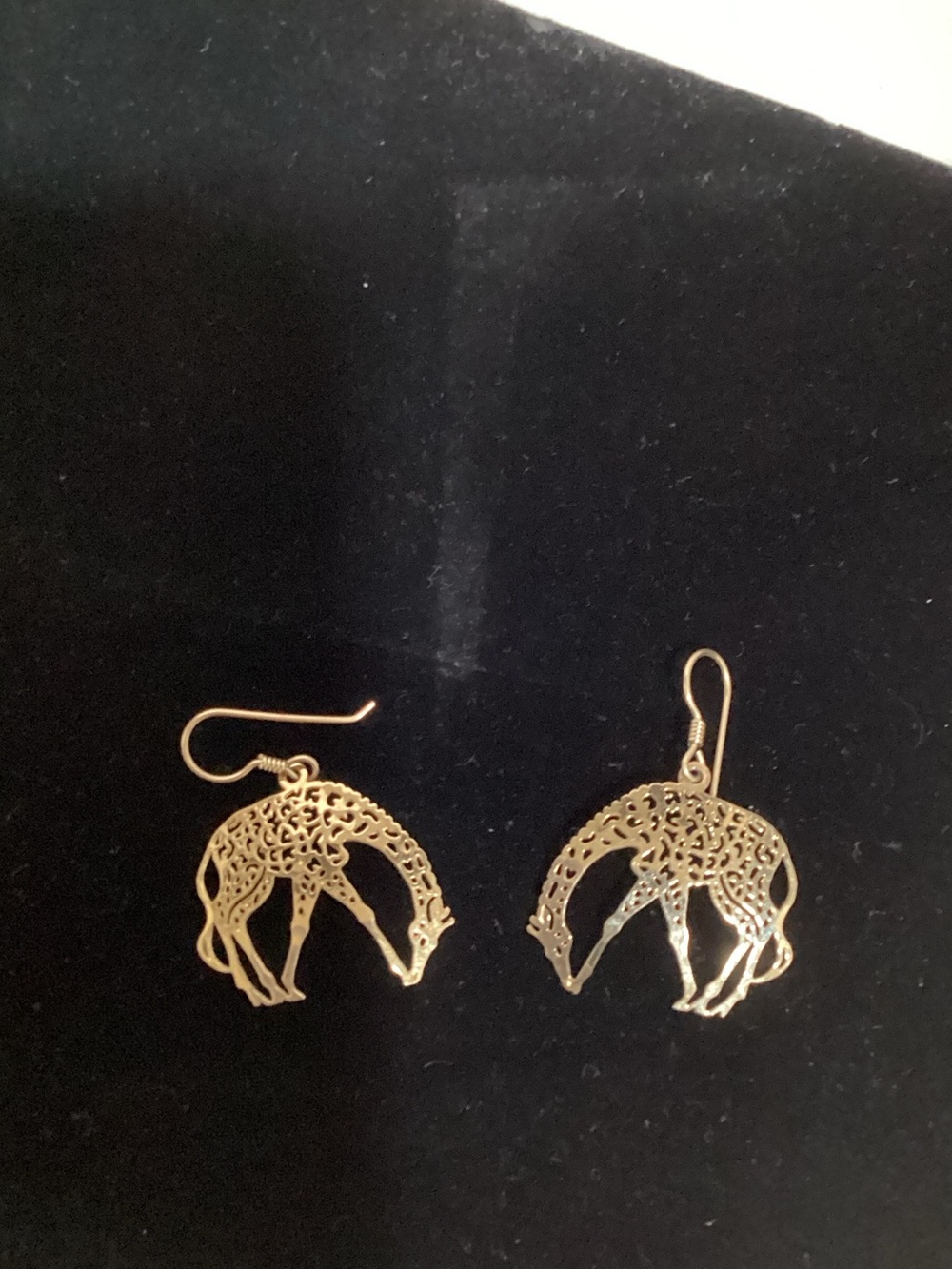 Gold Giraffe Filigree Dangle Earrings - Elegant Animal Motif